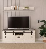 Wandboard Stove in wei Pinie und anthrazit Landhaus Wandregal 160 cm Bcherregal