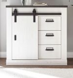 Kommode Stove in wei Pinie und anthrazit Landhaus Sideboard 93 x 91 cm