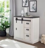 Kommode Stove in wei Pinie und anthrazit Landhaus Sideboard 93 x 91 cm