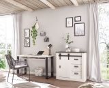 Kommode Stove in wei Pinie und anthrazit Landhaus Sideboard 93 x 91 cm