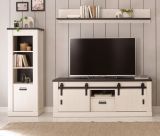 Wohnwand Stove in wei Pinie und anthrazit Landhaus Wohnkombination 3-teilig 233 x 170 cm