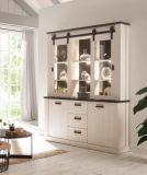 Wohn- und Esszimmer Set Stove in wei Pinie und anthrazit Landhaus Wohnkombination 2-teilig mit Buffetschrank und Sideboard
