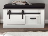 Garderobe Sitzbank Stove in wei Pinie und anthrazit Landhaus Garderobenbank 93 x 46 cm