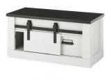 Garderobe Sitzbank Stove in wei Pinie und anthrazit Landhaus Garderobenbank 93 x 46 cm