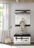 Garderobenpaneel Stove in wei Pinie und anthrazit Landhaus Wandgarderobe 92 x 100 cm