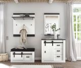 Garderobenspiegel Stove in wei Pinie und anthrazit Landhaus Wandspiegel mit Ablage 66 x 95 cm