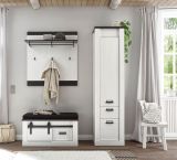 Schuhschrank Stove in wei Pinie und anthrazit Landhaus Flurschrank 51 x 201 cm Mehrzweckschrank