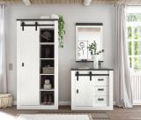 Flurschrank Stove in wei Pinie und anthrazit Landhaus Schuhschrank 93 x 201 cm Mehrzweckschrank