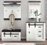 Garderobe Set 5-teilig Stove in wei Pinie und anthrazit Landhaus Garderobenkombination 206 x 200 cm
