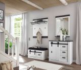 Garderobe Set 5-teilig Stove in wei Pinie und anthrazit Landhaus Garderobenkombination 206 x 200 cm