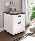 Rollcontainer Stove in wei Pinie und anthrazit Landhaus Schreibtisch Container 47 x 60 cm