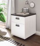 Schreibtisch Set mit Rollcontainer Stove in wei Pinie und anthrazit Landhaus