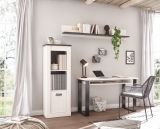 Brombel Set Stove in wei Pinie und anthrazit Landhaus mit Aktenregal und Wandregal