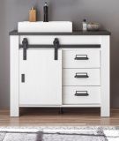 Waschbeckenunterschrank MIT Waschbecken Stove in wei Pinie und anthrazit Landhaus Waschtisch 95 cm