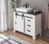 Waschbeckenunterschrank MIT Waschbecken Stove in wei Pinie und anthrazit Landhaus Waschtisch 95 cm