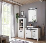 Waschbeckenunterschrank MIT Waschbecken Stove in wei Pinie und anthrazit Landhaus Waschtisch 95 cm