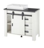 Waschbeckenunterschrank MIT Waschbecken Stove in wei Pinie und anthrazit Landhaus Waschtisch 95 cm