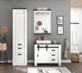 Badezimmer Hochschrank Stove in wei Pinie und anthrazit Landhaus Badschrank 51 x 201 cm