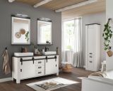 Badezimmer Hochschrank Stove in wei Pinie und anthrazit Landhaus Badschrank 51 x 201 cm