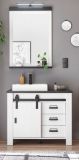 Badmbel Set 4-teilig Stove in wei Pinie und anthrazit Badkombination MIT Waschbecken und LED Spiegellampe