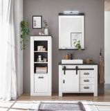 Badmbel Set 5-teilig Stove in wei Pinie und anthrazit Landhaus Badkombination MIT Waschbecken und LED Spiegellampe
