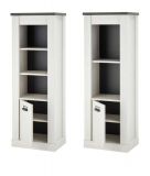 Badmbel Set 5-teilig Stove in wei Pinie und anthrazit Landhaus Badkombination MIT Waschbecken und LED Spiegellampe