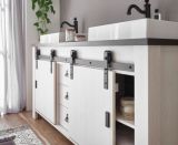 Badmbel Set Stove in wei Pinie und anthrazit Landhaus Doppelwaschtisch MIT Waschbecken und LED Spiegellampe