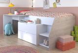 Parisot Hochbett Milky1 in wei und grau Loft Kinder- und Jugendzimmer Bett mit Stauraum