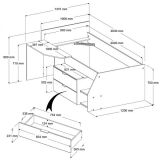 Parisot Hochbett Milky2 in Eiche Jackson und schwarz Kinder- und Jugendzimmer Bett mit Stauraum