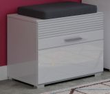 Garderobe Sitzbank Leon in wei Hochglanz Garderobenbank Schuhschrank 60 x 47 cm