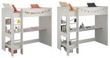 Parisot Hochbett Smoozy3 in wei Kiefer mit blau oder pink Kinderzimmer Bett 90x200 mit Schreibtisch