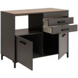 Parisot Kche Moove2 in grau und Eiche hell Kchenschrank Set 3-tlg. mit Kchentheke und Kchenregal