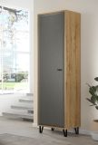 Garderobenschrank Blanshe in Filz grau und Eiche Navarra Garderobe oder groer Schuhschrank 60 x 200 cm