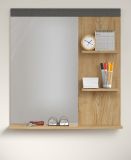 Garderobenspiegel Blanshe in Eiche Navarra und Filz grau Spiegel mit Ablage 79 x 85 cm