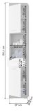 Badezimmer Hochschrank Shawn in wei Hochglanz und Rauchsilber grau Badschrank 37 x 191 cm