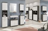 Badezimmer Hngeschrank Shawn in wei Hochglanz und Rauchsilber grau Badschrank 37 x 79 cm
