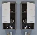 Badezimmer Hngeschrank Shawn in wei Hochglanz und Rauchsilber grau Badschrank 37 x 79 cm