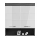 Badezimmer Hngeschrank Shawn in wei Hochglanz und Rauchsilber grau Badschrank 74 x 79 cm