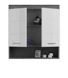 Badezimmer Hngeschrank Shawn in wei Hochglanz und Rauchsilber grau Badschrank 74 x 79 cm