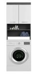 Waschmaschinenschrank Shawn in wei Hochglanz und Rauchsilber grau Waschmaschinen berbau 63 x 191 cm