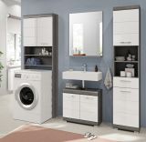 Waschmaschinenschrank Shawn in wei Hochglanz und Rauchsilber grau Waschmaschinen berbau 63 x 191 cm