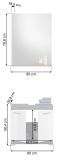 Badmbel Set 2-teilig Shawn in wei Hochglanz und Rauchsilber grau mit Waschbeckenunterschrank und Badspiegel 60 cm