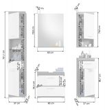 Badmbel Set 5-teilig Shawn in wei Hochglanz und Rauchsilber grau Badkombination 164 x 191 cm