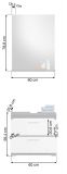 Badmbel Set 2-teilig Shawn in wei Hochglanz und Rauchsilber grau mit Waschbeckenunterschrank und Badspiegel 60 cm
