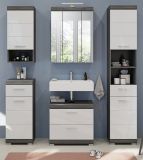 Badmbel Set 5-teilig Shawn in wei Hochglanz und Rauchsilber grau Badkombination 164 x 191 cm