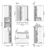 Badmbel Set 5-teilig Shawn in wei Hochglanz und Rauchsilber grau Badkombination 164 x 191 cm