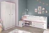 Parisot Kinder- und Jugendzimmer Smoozy22 in wei Kiefer mit blau oder pink Komplett-Set 3-teilig