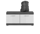 Garderobe Sitzbank Shawn in wei Hochglanz und Rauchsilber grau Garderobenbank 90 x 44 cm