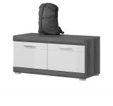 Garderobe Sitzbank Shawn in wei Hochglanz und Rauchsilber grau Garderobenbank 90 x 44 cm