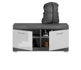 Garderobe Sitzbank Shawn in wei Hochglanz und Rauchsilber grau Garderobenbank 90 x 44 cm